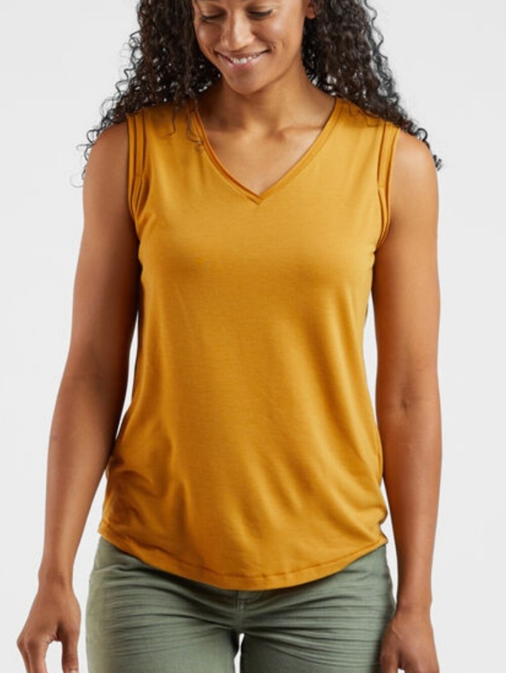 NEW Kuhl Tee V-Neck Juniper Tank Top Mustard Gold S